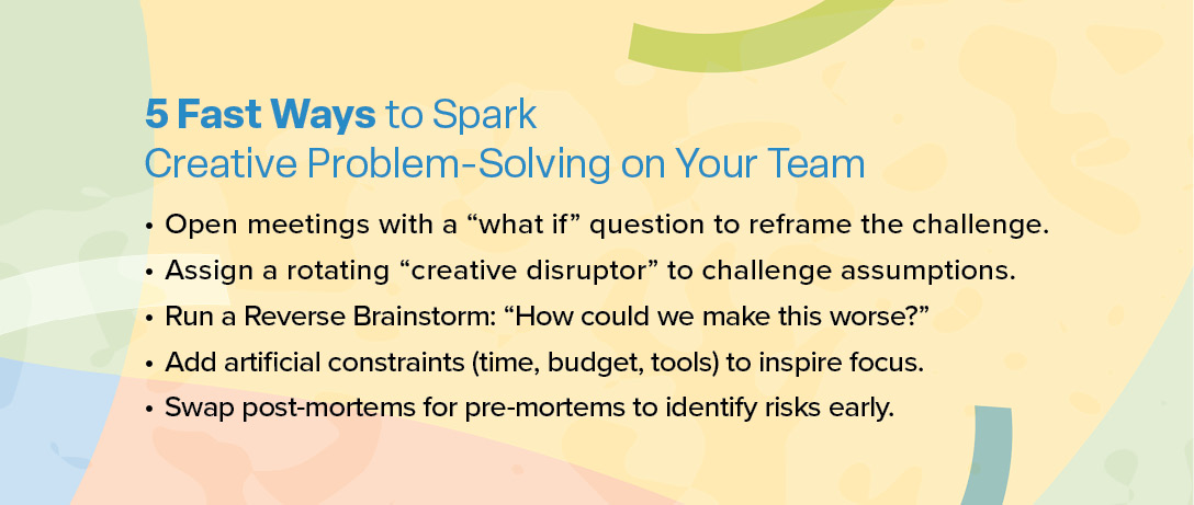 sidebar chart with information on ways to spark creative problem-solving